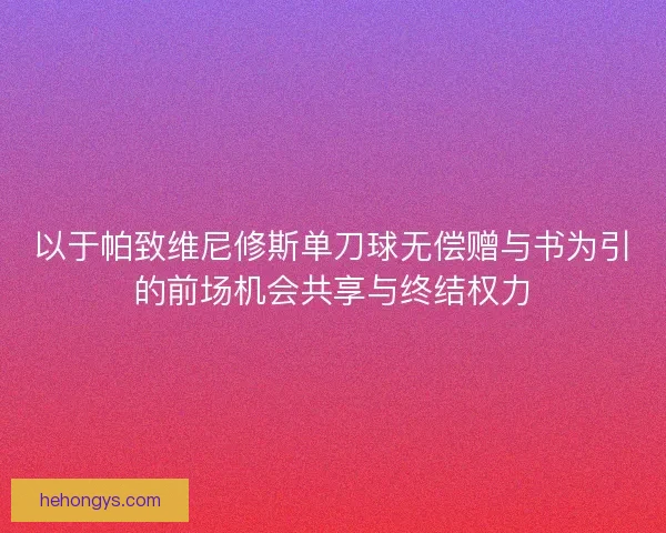 以于帕致维尼修斯单刀球无偿赠与书为引的前场机会共享与终结权力