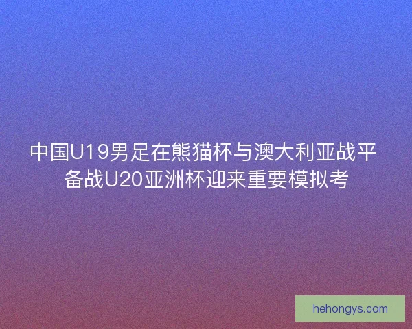 中国U19男足在熊猫杯与澳大利亚战平 备战U20亚洲杯迎来重要模拟考